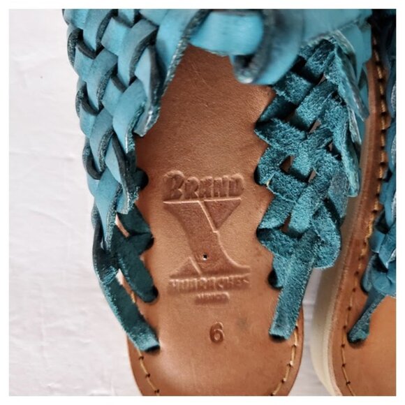 Huarache Mules by Brand X Huaraches Blue Handwoven Leather Size 6 Shoes Sandals - Picture 11 of 12